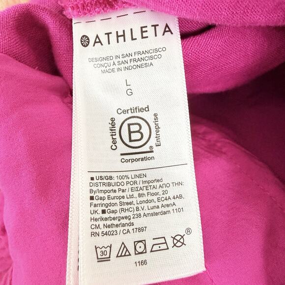 Athleta Retreat Linen Wide Leg Pants Size Large Fuchsia Pink Resortwear Vacation - Picture 10 of 16